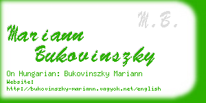 mariann bukovinszky business card